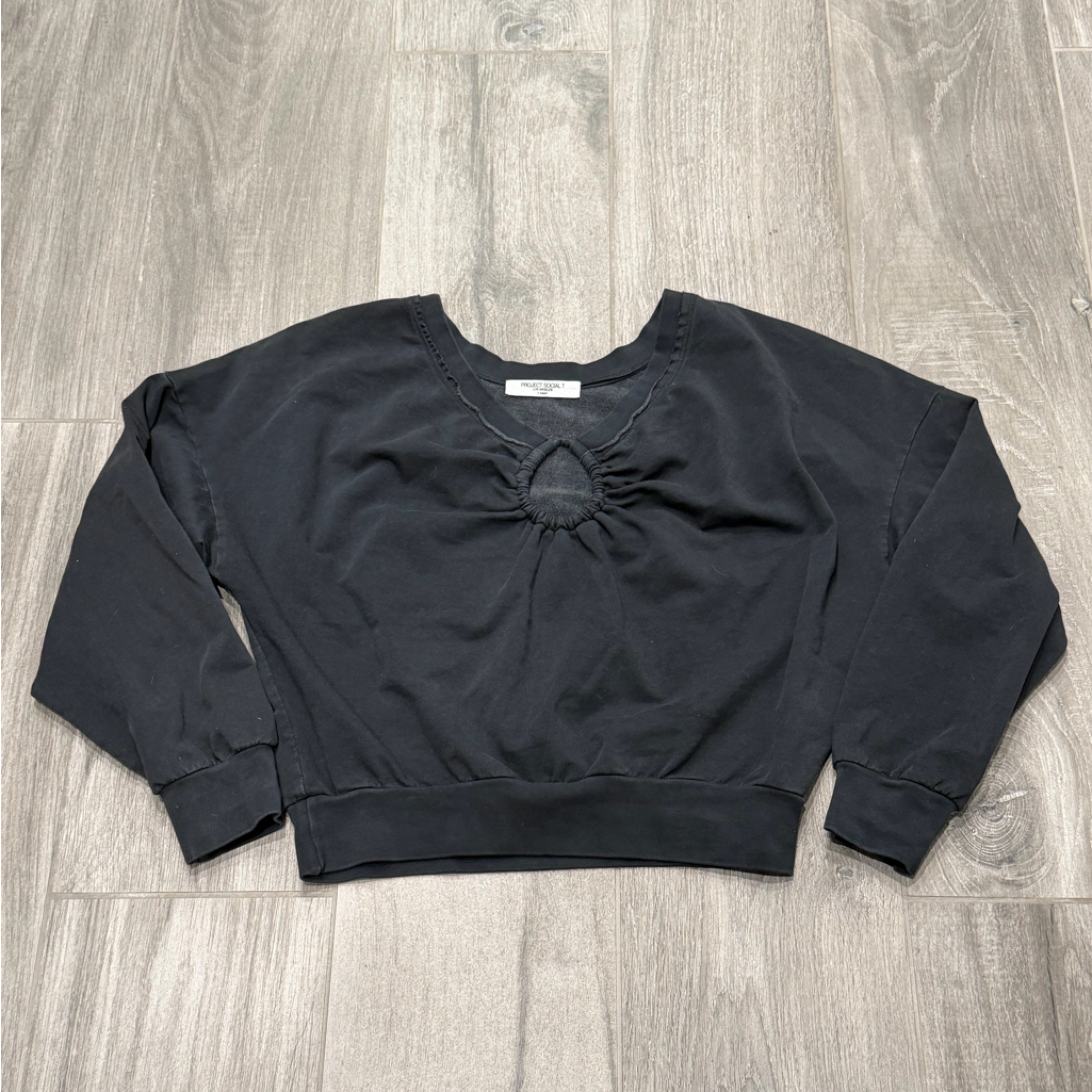 Project Social T Charcoal Black Crewneck Sweatshirt- Xs